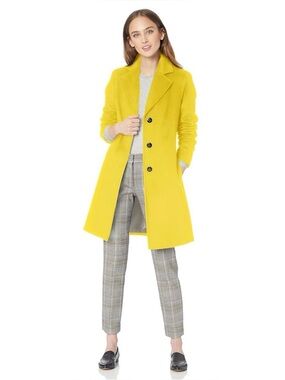 NWT Calvin Klein Single-Breasted Wool Cashmere Blend Coat in Buttercup Yellow